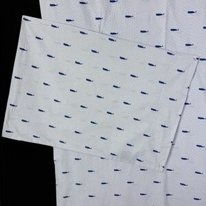 Nautica Full Bed Flat Sheet 1 Pillow Case Blue Whale Stripes Cotton Excellent